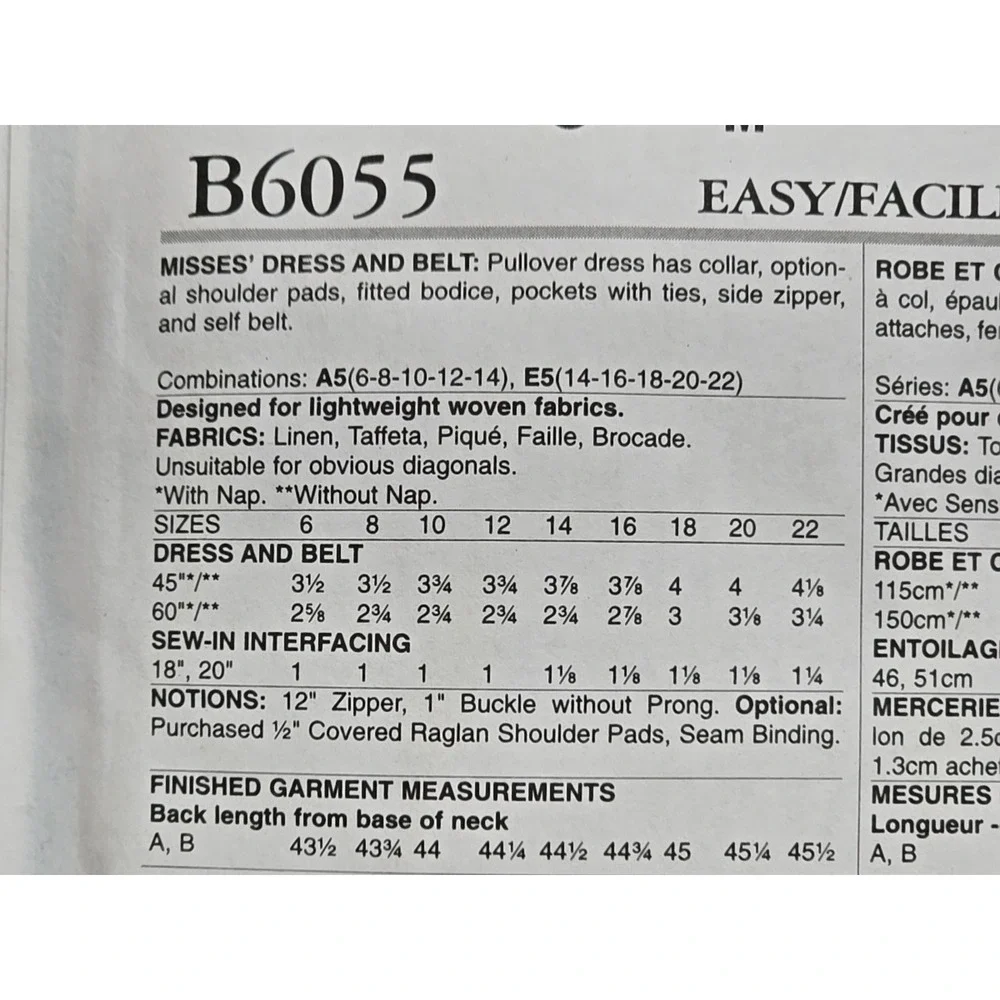 Butterick B6055 Retro 1950 Flared Dress Tie Pockets Sewing Pattern sz 14-22 Belt